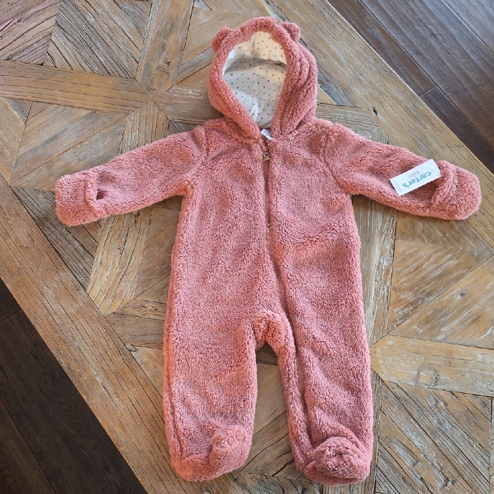 New CARTERS girls fuzzy bunting bag onesie 9 months